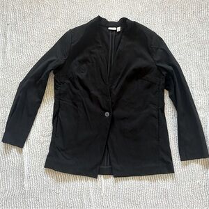 Black Blazer Large Logo Women’s Coat Jacket Shoulder Pads Long Lori Goldstein